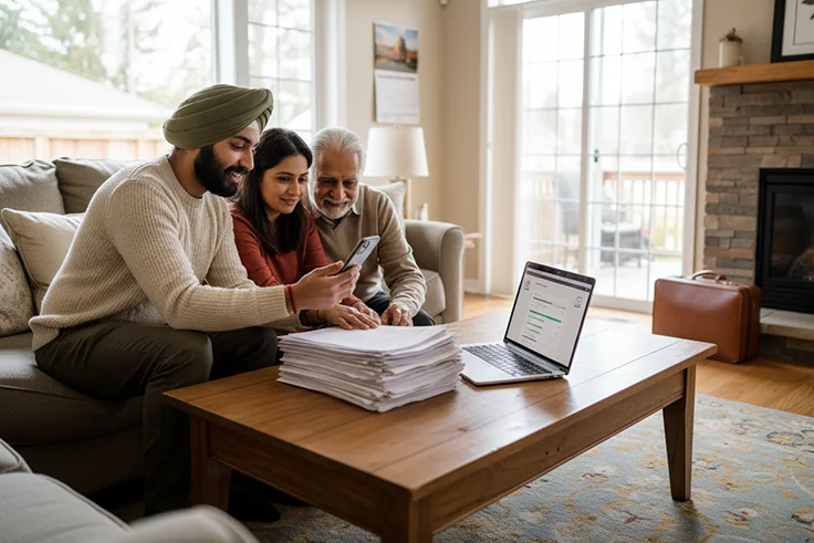 Family completing super visa application together